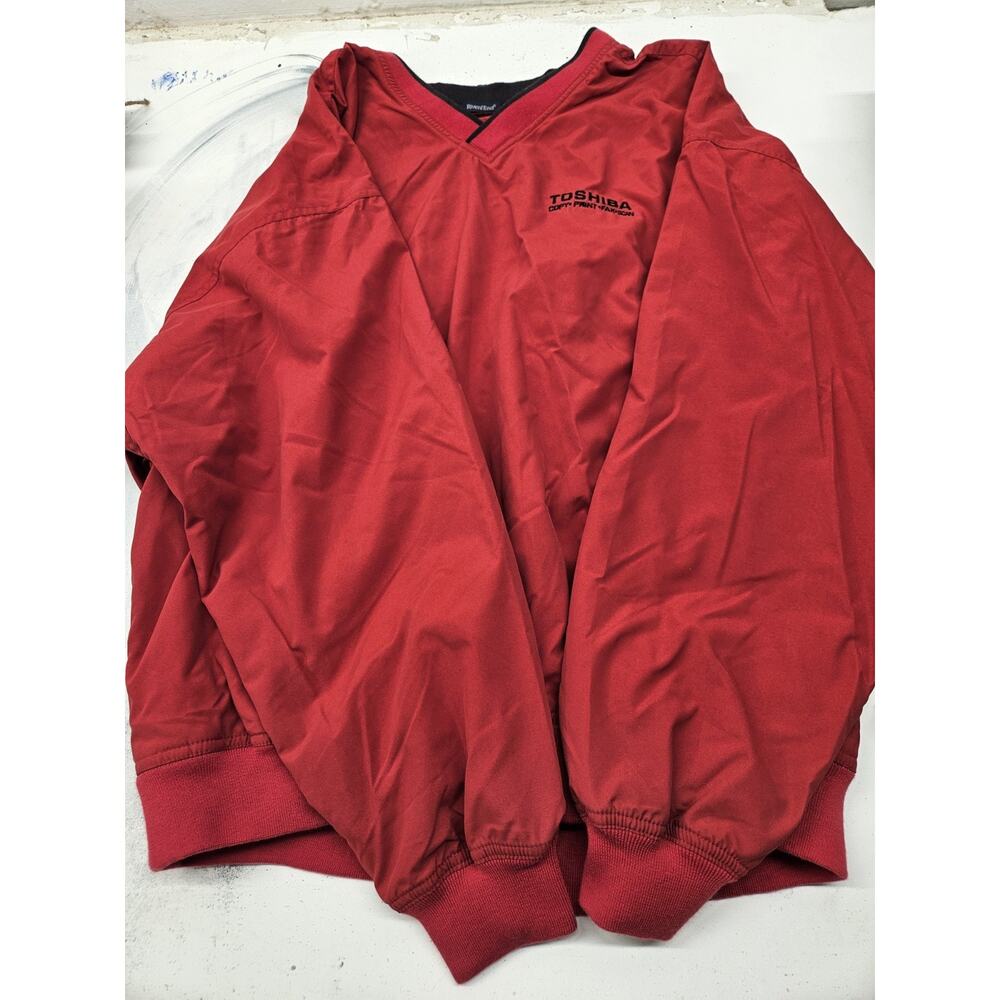 Vintage Toshiba Rivers' End Red Netted Windbreaker Coat Size XL